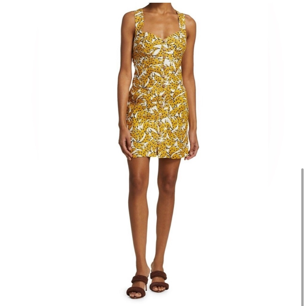 Beautiful Brand New Farm Rio White Spotted Bananas Mini Dress